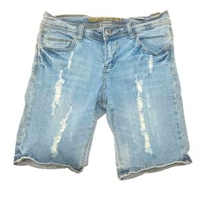 BLUE ASPHALT-Women’s Light Blue distressed Denim Shorts
